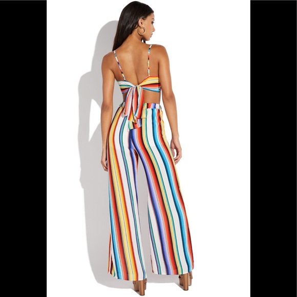 Tops - Colorful crop top & pants set 💕